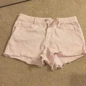 light pink jean shorts